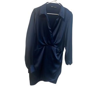 Blue Zara short Satin effect dress
